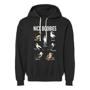 Nice Boobies Pun Adult Joke Funny Bird Lover Birdwatcher Garment-Dyed Fleece Hoodie