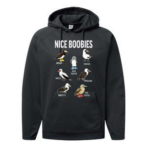 Nice Boobies Pun Adult Joke Funny Bird Lover Birdwatcher Performance Fleece Hoodie