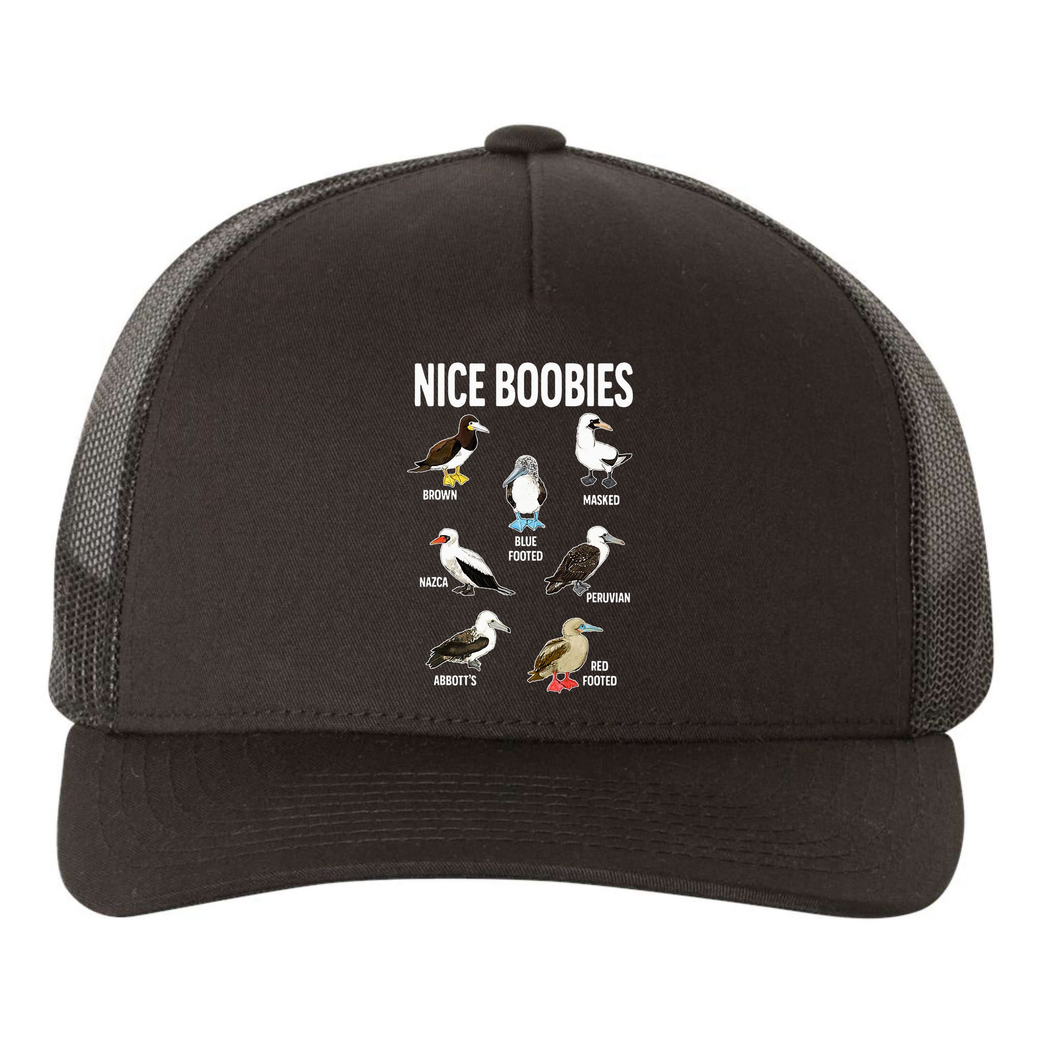 Nice Boobies Pun Adult Joke Funny Bird Lover Birdwatcher Yupoong Adult 5-Panel Trucker Hat