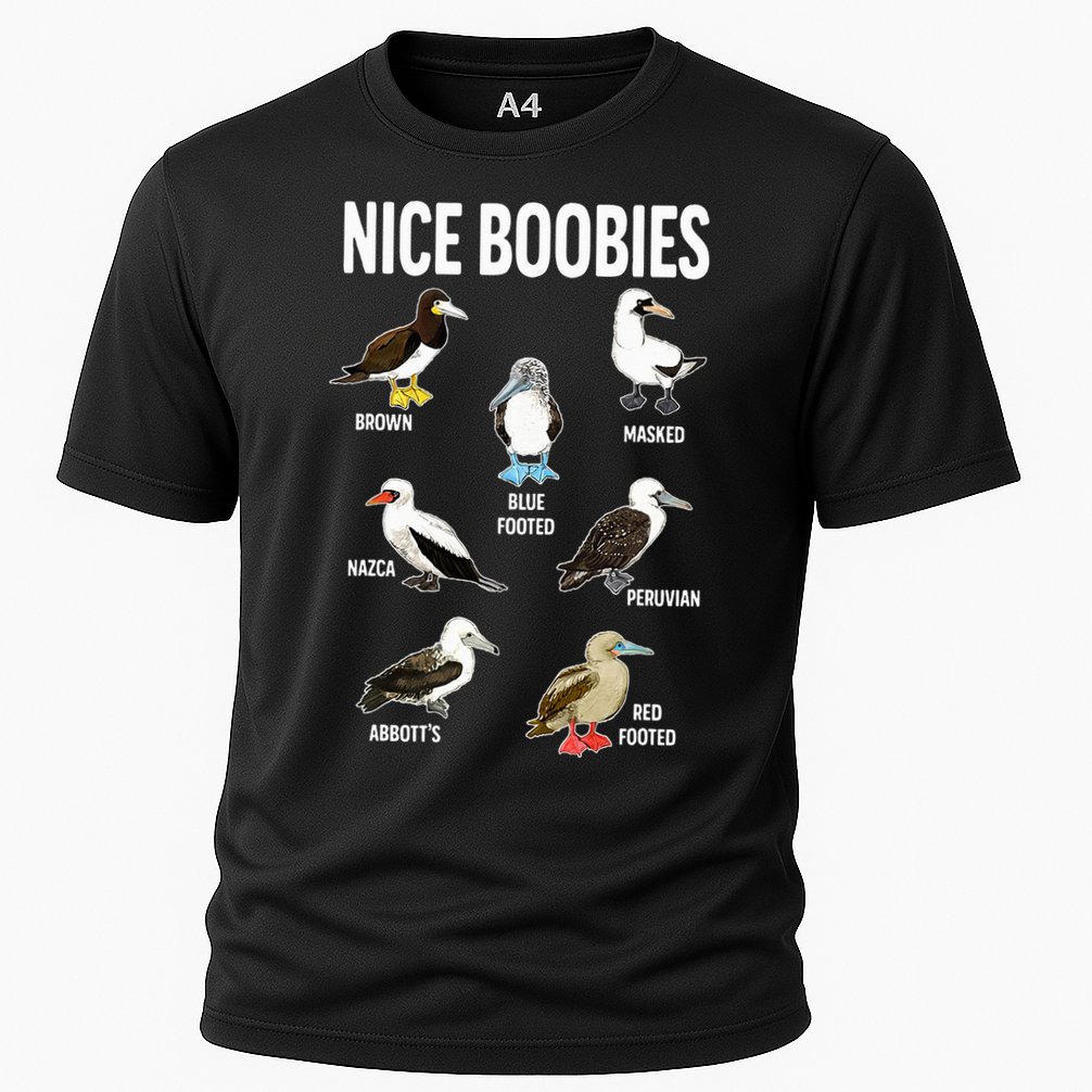 Nice Boobies Pun Adult Joke Funny Bird Lover Birdwatcher Cooling Performance Crew T-Shirt