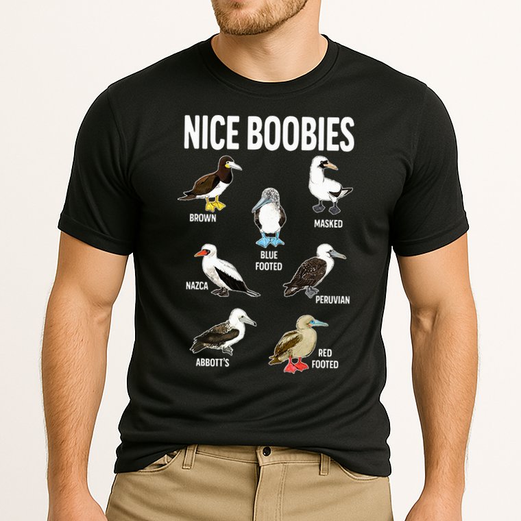 Nice Boobies Pun Adult Joke Funny Bird Lover Birdwatcher Cooling Performance Crew T-Shirt