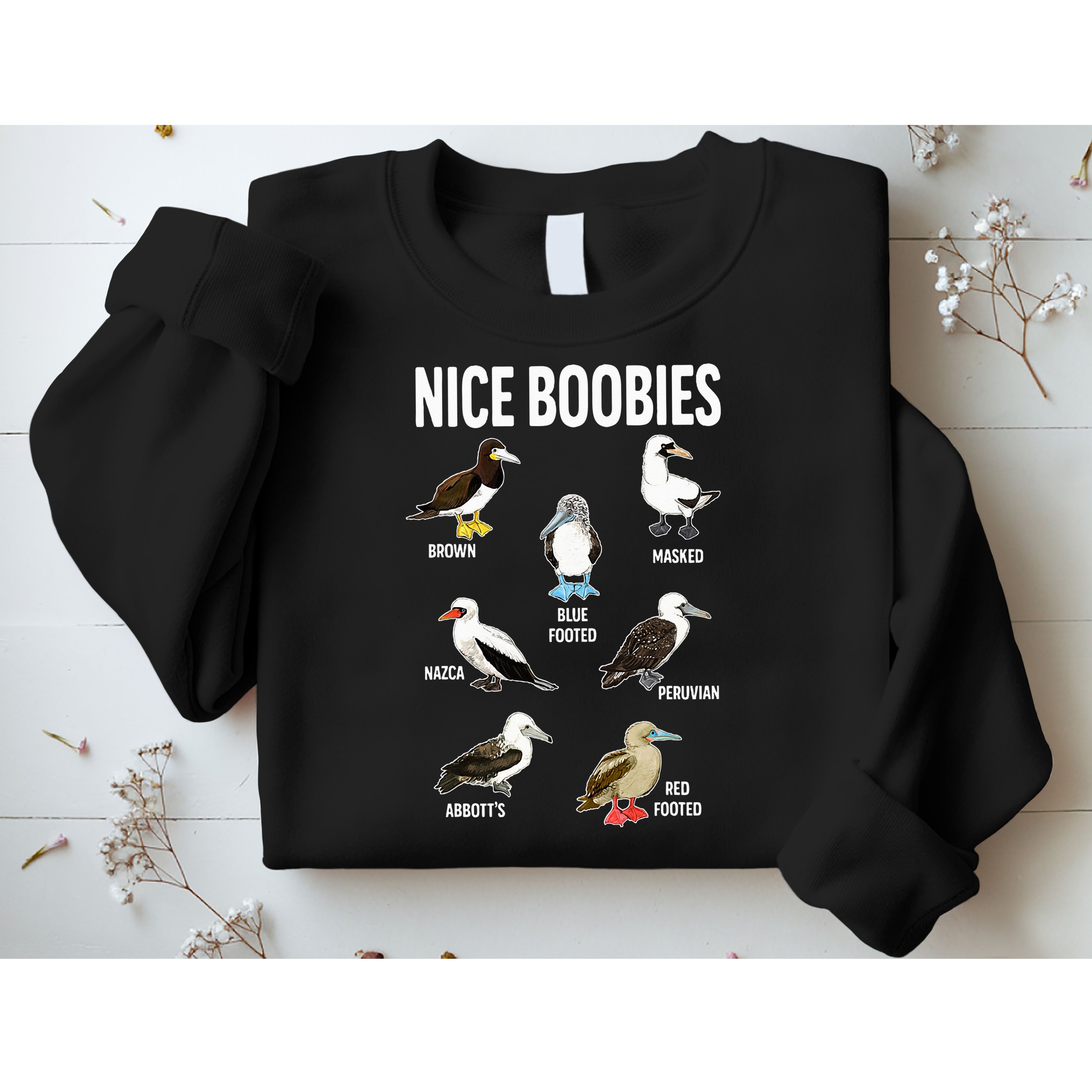Nice Boobies Pun Adult Joke Funny Bird Lover Birdwatcher Sweatshirt