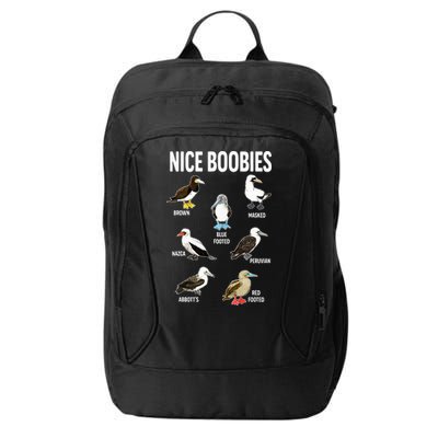 Nice Boobies Pun Adult Joke Funny Bird Lover Birdwatcher City Backpack