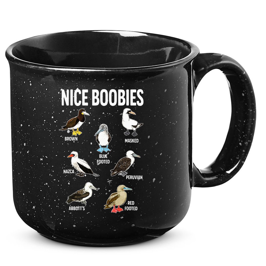 Nice Boobies Pun Adult Joke Funny Bird Lover Birdwatcher 15oz Campfire Ceramic Mug