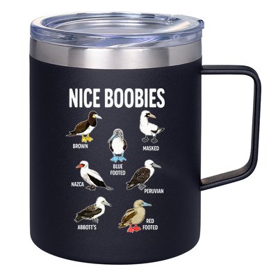 Nice Boobies Pun Adult Joke Funny Bird Lover Birdwatcher 12oz Stainless Steel Coffee Mug