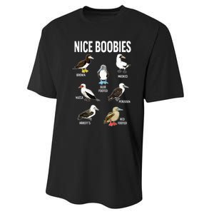 Nice Boobies Pun Adult Joke Funny Bird Lover Birdwatcher Performance Sprint T-Shirt