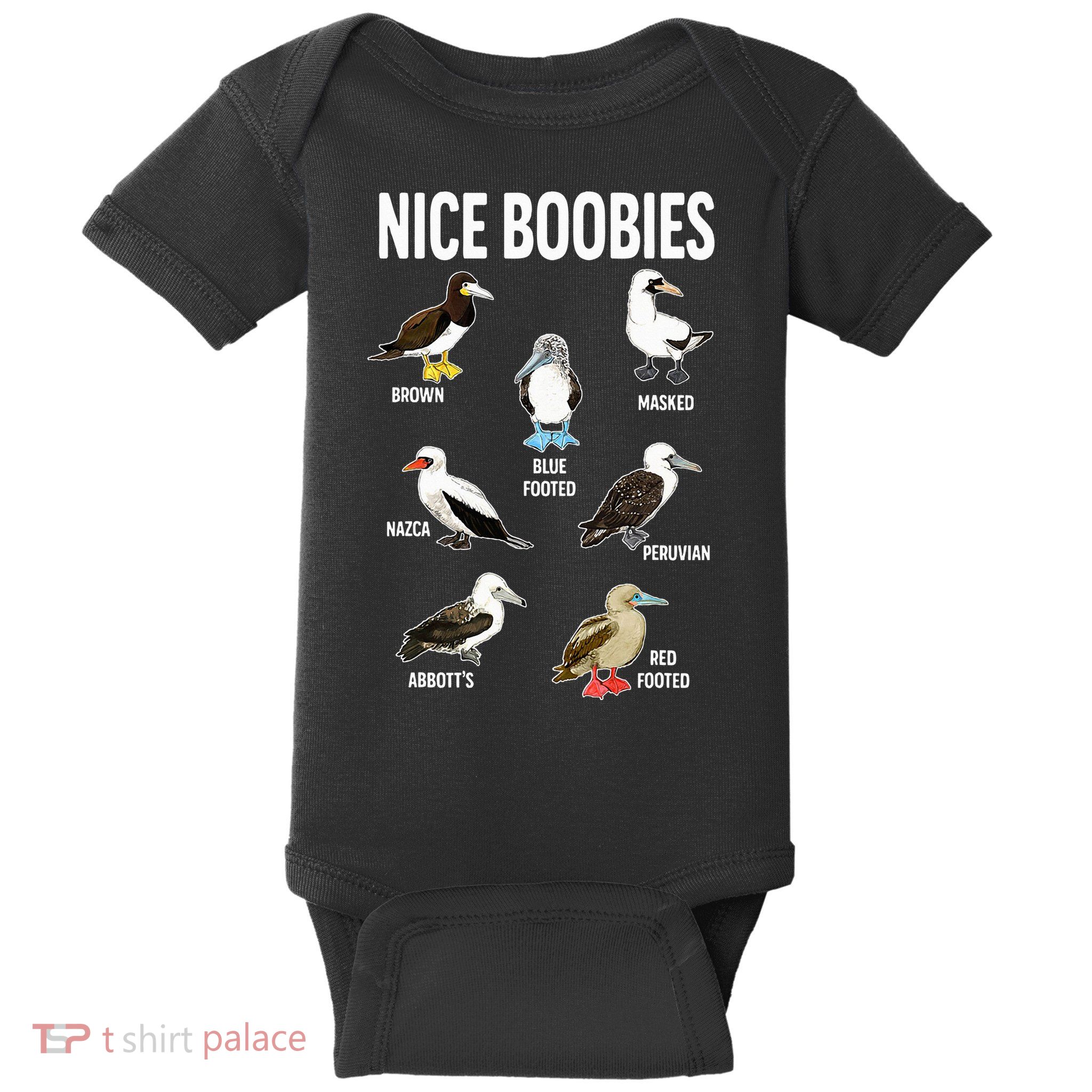 Nice Boobies Pun Adult Joke Funny Bird Lover Birdwatcher Baby Bodysuit