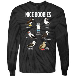 Nice Boobies Pun Adult Joke Funny Bird Lover Birdwatcher Tie-Dye Long Sleeve Shirt