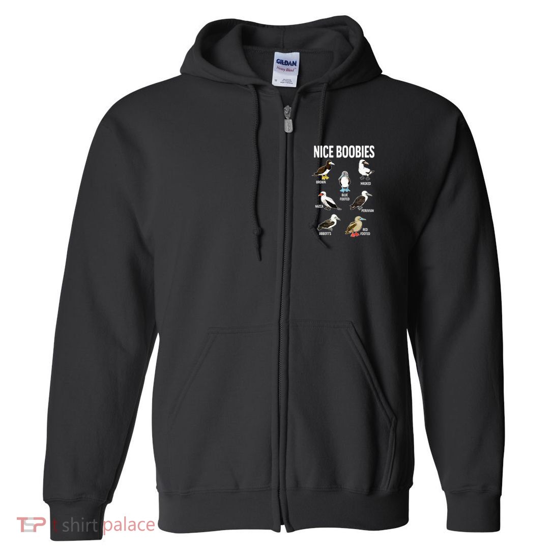 Nice Boobies Pun Adult Joke Funny Bird Lover Birdwatcher Full Zip Hoodie