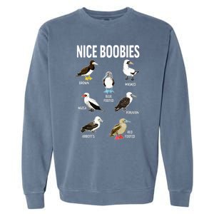 Nice Boobies Pun Adult Joke Funny Bird Lover Birdwatcher Garment-Dyed Sweatshirt