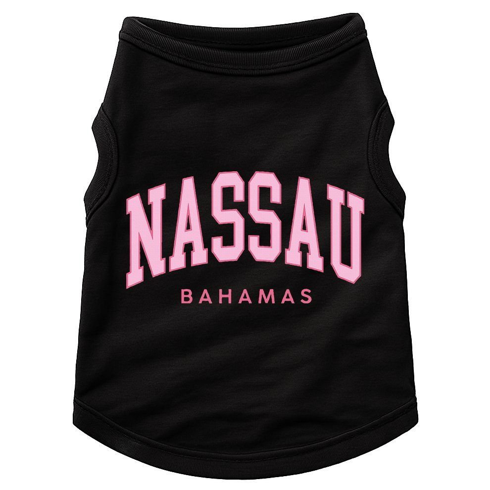 Nassau Bahamas Preppy Retro Pink Souvenir Doggie Tank