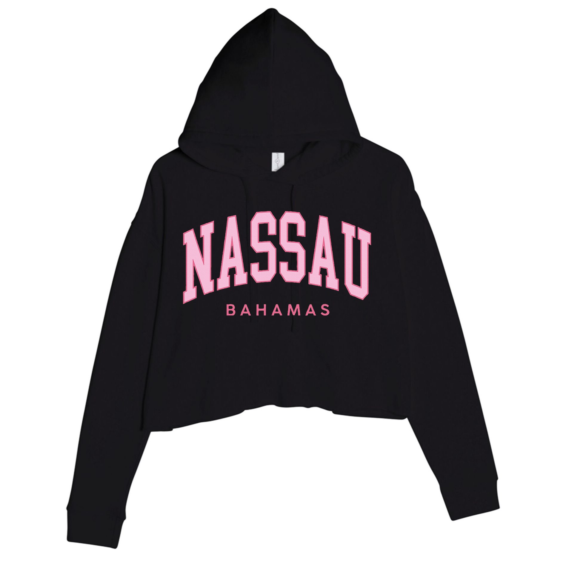 Nassau Bahamas Preppy Retro Pink Souvenir Crop Fleece Hoodie