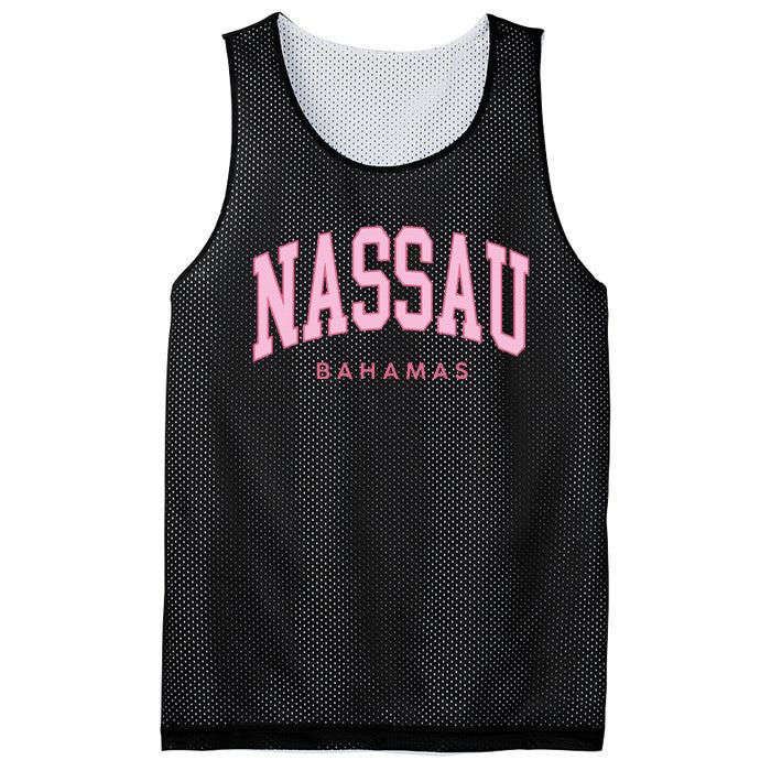 Nassau Bahamas Preppy Retro Pink Souvenir Mesh Reversible Basketball Jersey Tank