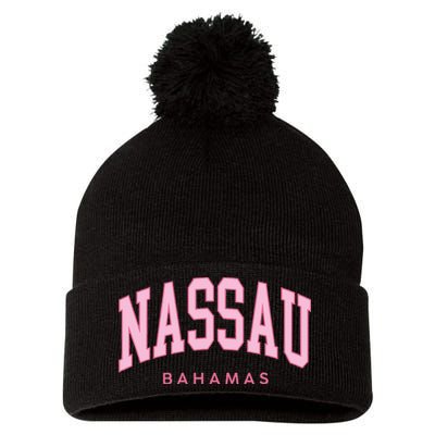 Nassau Bahamas Preppy Retro Pink Souvenir Pom Pom 12in Knit Beanie