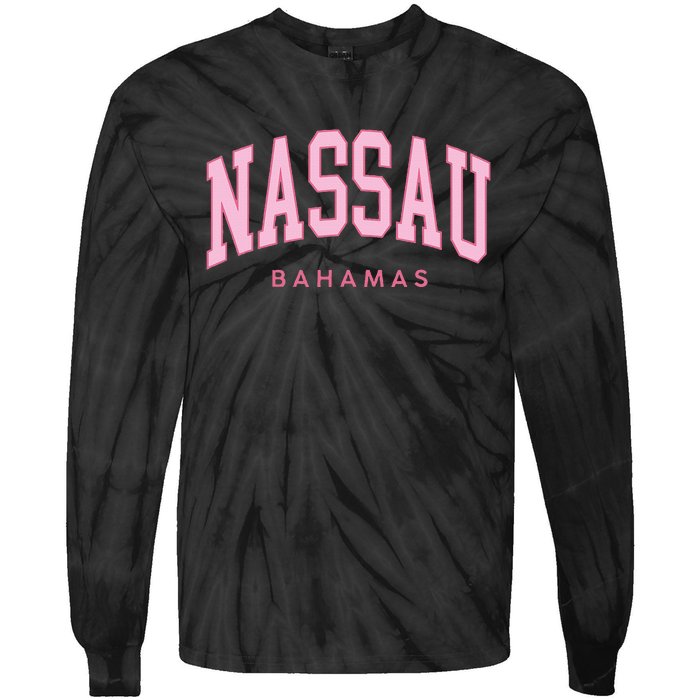 Nassau Bahamas Preppy Retro Pink Souvenir Tie-Dye Long Sleeve Shirt