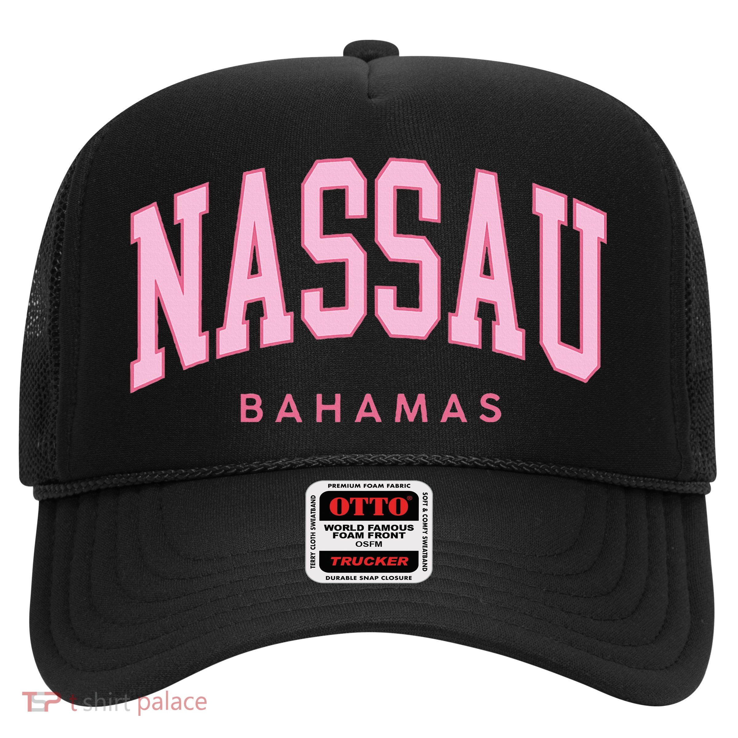 Nassau Bahamas Preppy Retro Pink Souvenir Trucker Hat