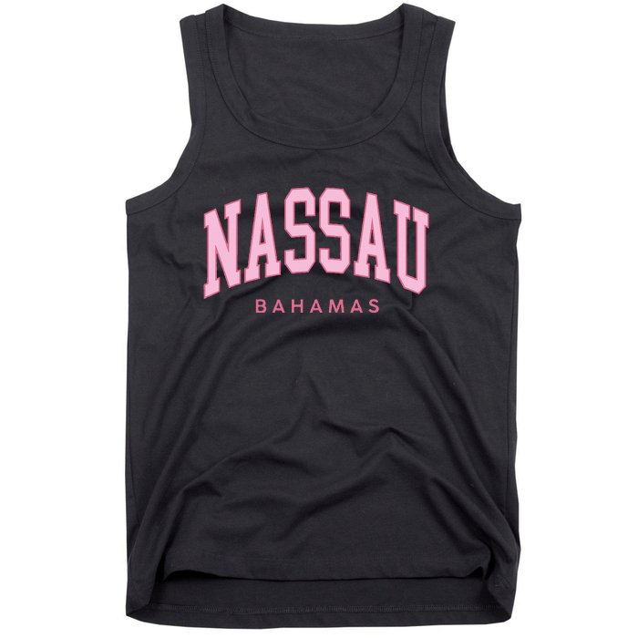 Nassau Bahamas Preppy Retro Pink Souvenir Tank Top