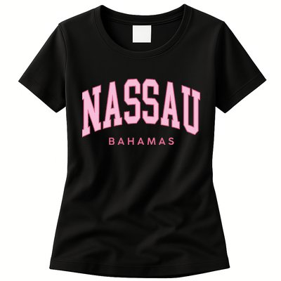 Nassau Bahamas Preppy Retro Pink Souvenir Womens T-Shirt