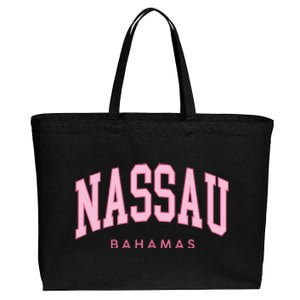 Nassau Bahamas Preppy Retro Pink Souvenir Cotton Canvas Jumbo Tote