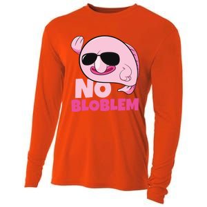 No Bloblem Problem Deep Sea Fish Sea Animal Blobfish Funny Gift Cooling Performance Long Sleeve Crew