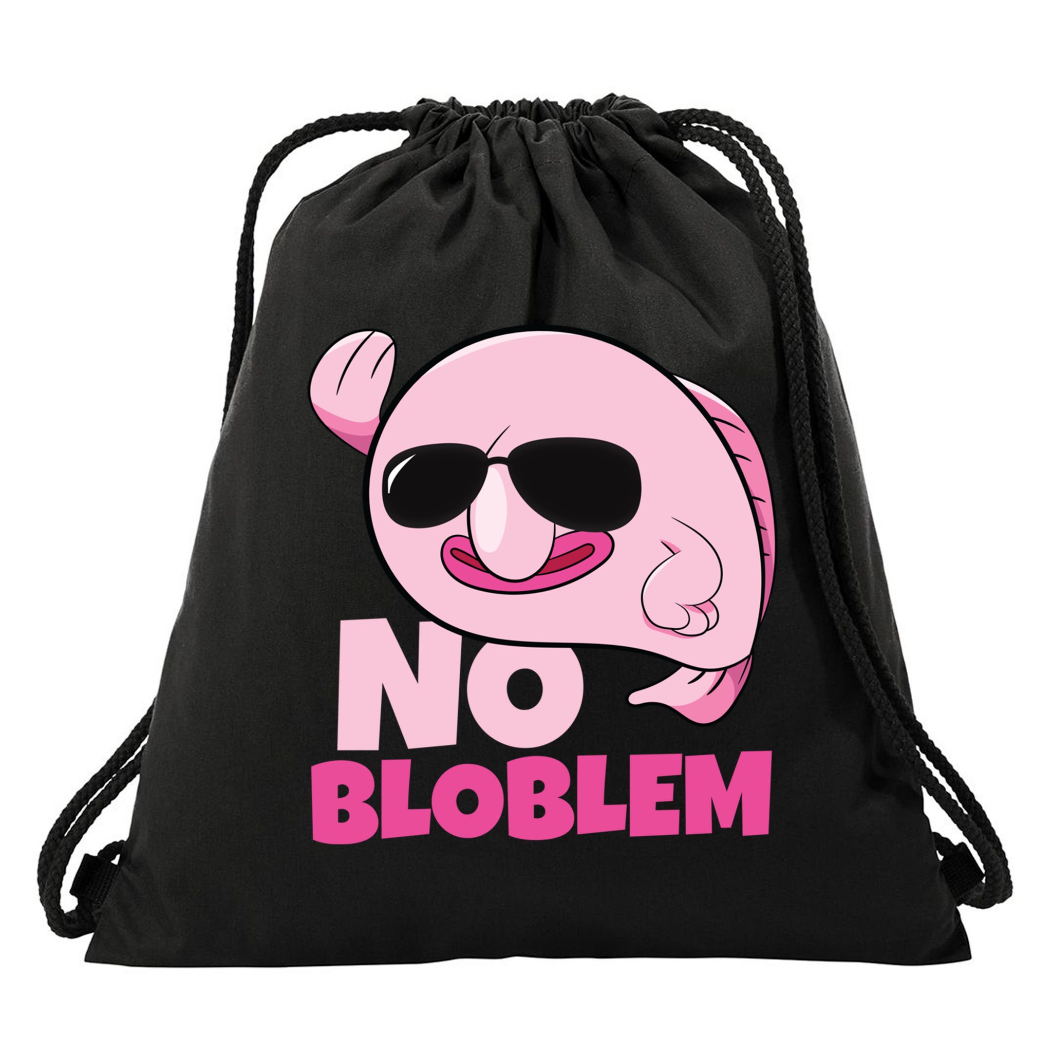 No Bloblem Problem Deep Sea Fish Sea Animal Blobfish Funny Gift Drawstring Bag