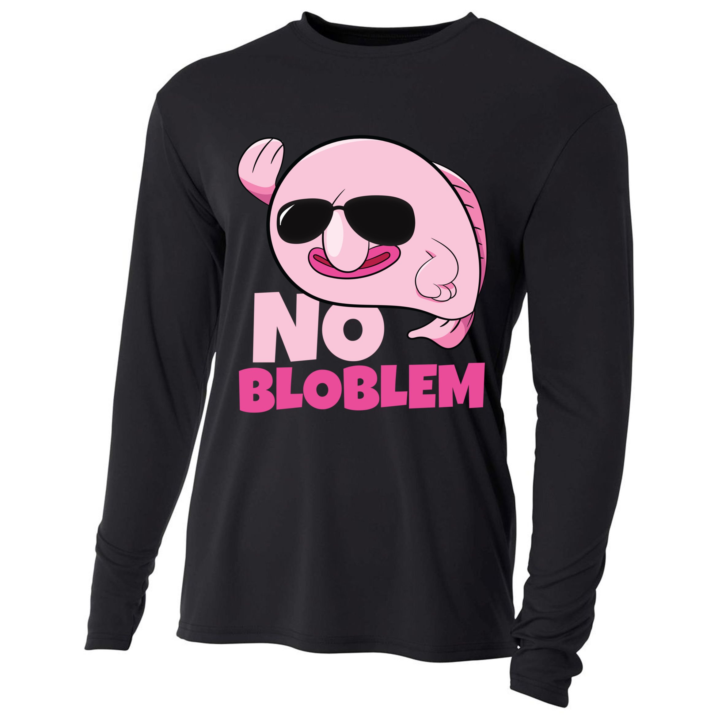 No Bloblem Problem Deep Sea Fish Sea Animal Blobfish Funny Gift Cooling Performance Long Sleeve Crew