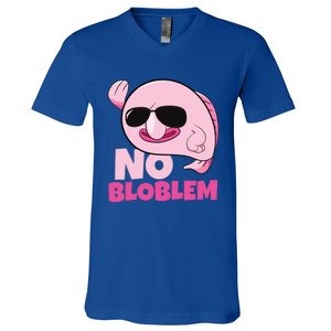 No Bloblem Problem Deep Sea Fish Sea Animal Blobfish Funny Gift V-Neck T-Shirt