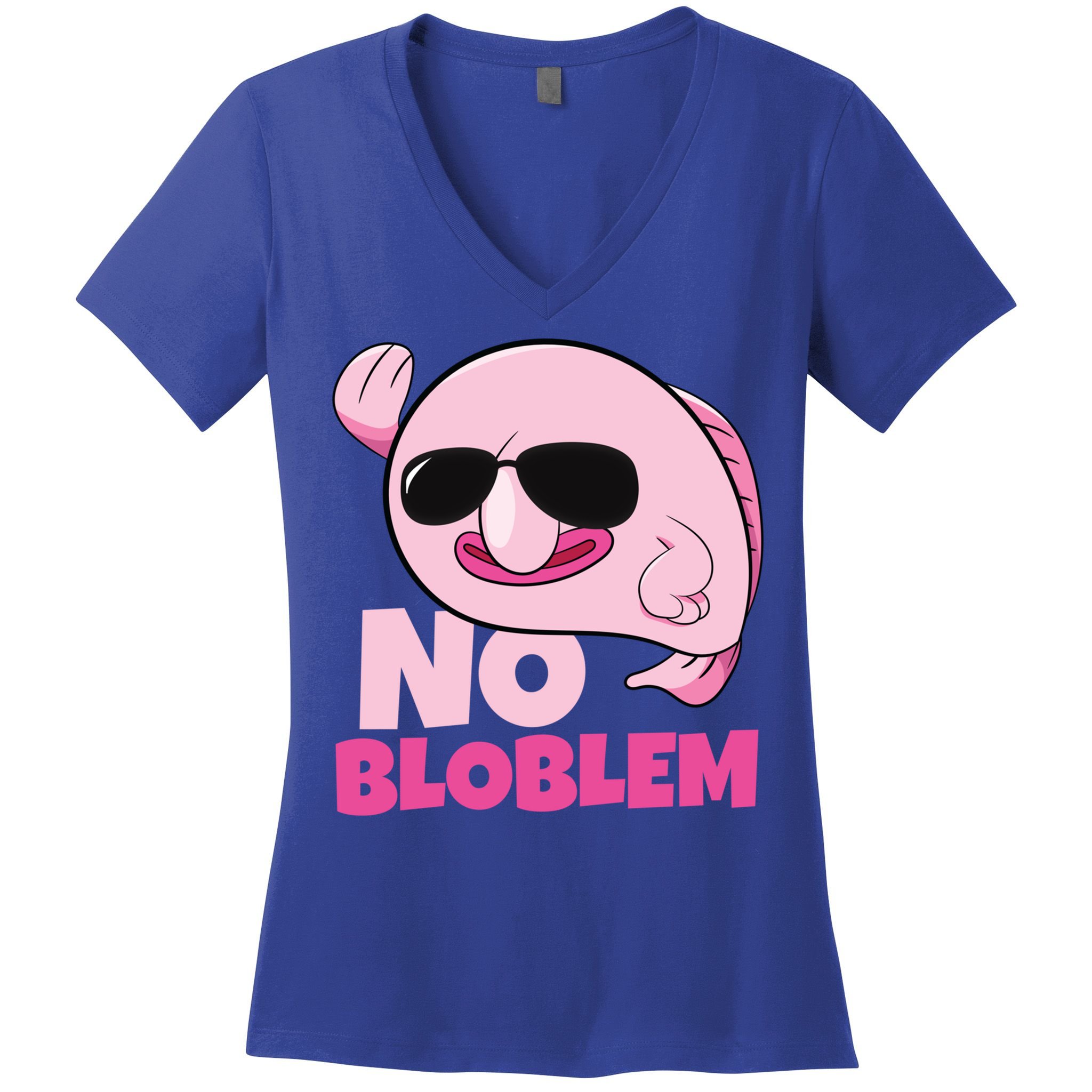 No Bloblem Problem Deep Sea Fish Sea Animal Blobfish Funny Gift Women's V-Neck T-Shirt