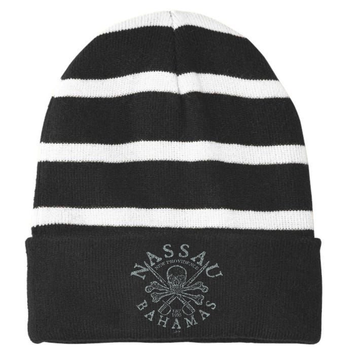 Nassau Bahamas Pirate Striped Beanie with Solid Band