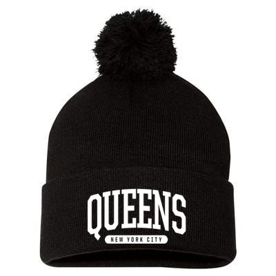 Nyc Borough Queens New York City Pom Pom 12in Knit Beanie