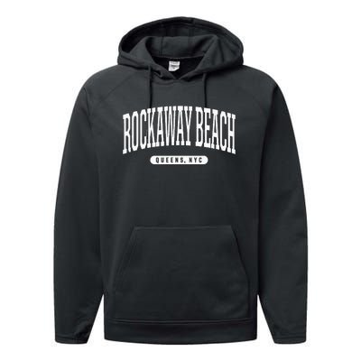 Nyc Borough Rockaway Beach Queens New York City Performance Fleece Hoodie