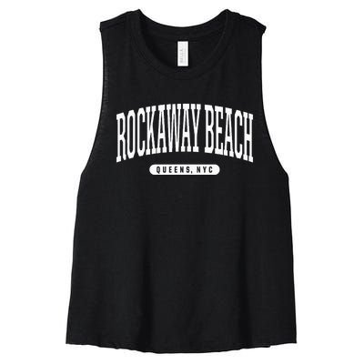 Nyc Borough Rockaway Beach Queens New York City Women's Racerback Cropped Tank