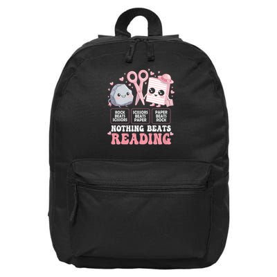   Nothing Beats Reading Book Librarian Rock Paper Scissors   16 in Basic Backpack