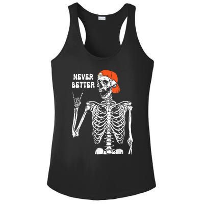 Never Better Rocker Skeleton Hand Rock On Halloween Costume Cute Gift Ladies PosiCharge Competitor Racerback Tank