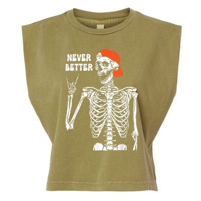 Never Better Rocker Skeleton Hand Rock On Halloween Costume Cute Gift Garment-Dyed Women's Muscle Tee