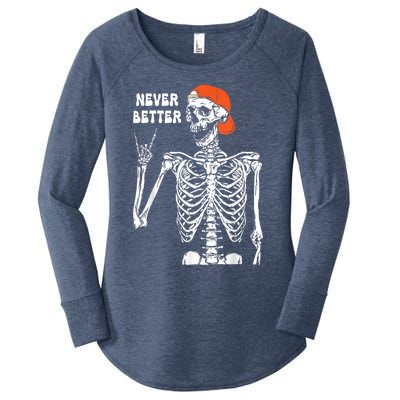 Never Better Rocker Skeleton Hand Rock On Halloween Costume Cute Gift Women's Perfect Tri Tunic Long Sleeve Shirt