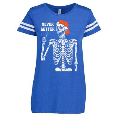 Never Better Rocker Skeleton Hand Rock On Halloween Costume Cute Gift Enza Ladies Jersey Football T-Shirt