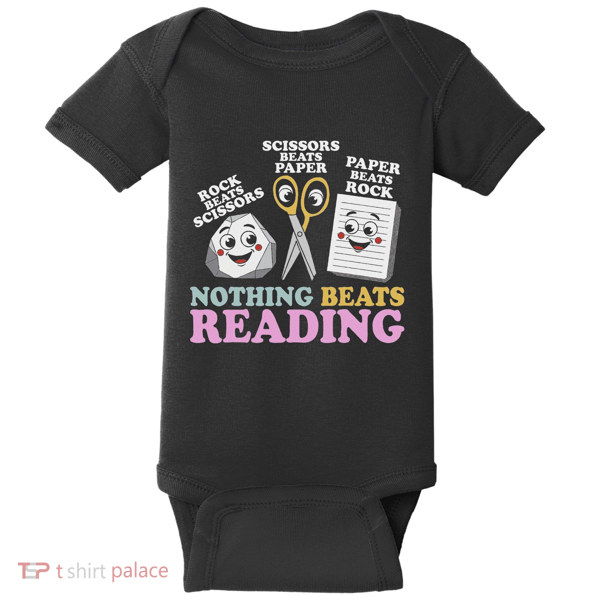Nothing Beats Reading Rock Paper Scissors For Book Lovers Baby Bodysuit