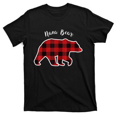 Nana Bear Red Plaid Christmas Pajama Family Grandma T-Shirt