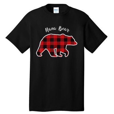 Nana Bear Red Plaid Christmas Pajama Family Grandma Tall T-Shirt