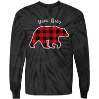 Nana Bear Red Plaid Christmas Pajama Family Grandma Tie-Dye Long Sleeve Shirt