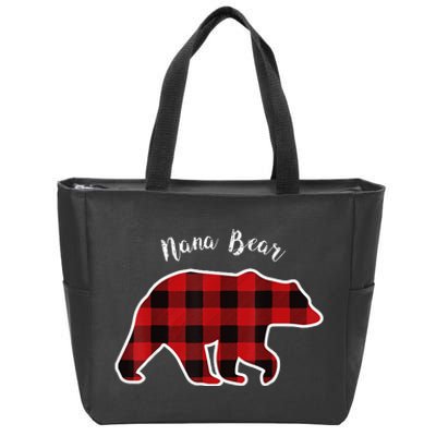 Nana Bear Red Plaid Christmas Pajama Family Grandma Zip Tote Bag