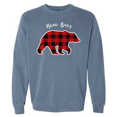 Nana Bear Red Plaid Christmas Pajama Family Grandma Garment-Dyed Sweatshirt