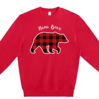 Nana Bear Red Plaid Christmas Pajama Family Grandma Premium Crewneck Sweatshirt