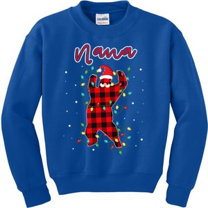 Nana Bear Red Buffalo Plaid Grandma Bear Pajama Xmas Gift Kids Sweatshirt