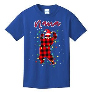 Nana Bear Red Buffalo Plaid Grandma Bear Pajama Xmas Gift Kids T-Shirt