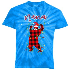 Nana Bear Red Buffalo Plaid Grandma Bear Pajama Xmas Gift Kids Tie-Dye T-Shirt