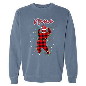 Nene Bear Red Buffalo Plaid Grandma Bear Pajama Xmas Gift Garment-Dyed Sweatshirt