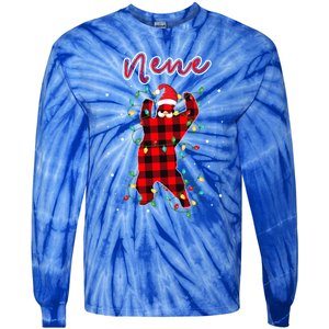 Nene Bear Red Buffalo Plaid Grandma Bear Pajama Xmas Gift Tie-Dye Long Sleeve Shirt