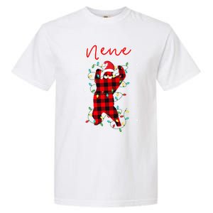 Nene Bear Red Buffalo Plaid Grandma Bear Pajama Xmas Gift Garment-Dyed Heavyweight T-Shirt